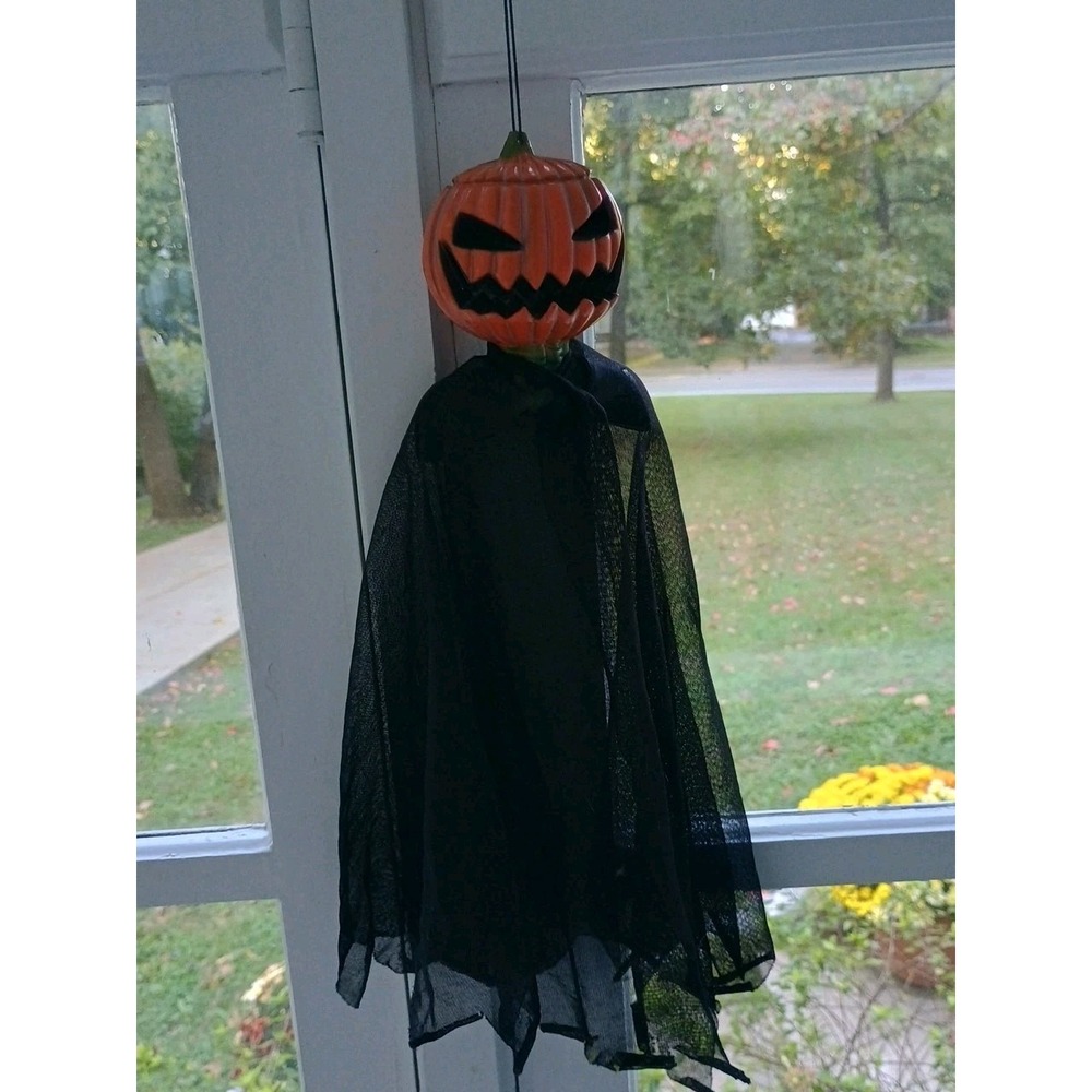 Vintage Hanging‎ Jack-O'-Lantern Scary Pumpkin Halloween Plastic Spooky - Picture 5 of 7